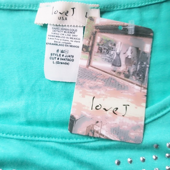NWT Teal Rhinetone Tie Short Sleeve Top Large - Picture 3 of 4